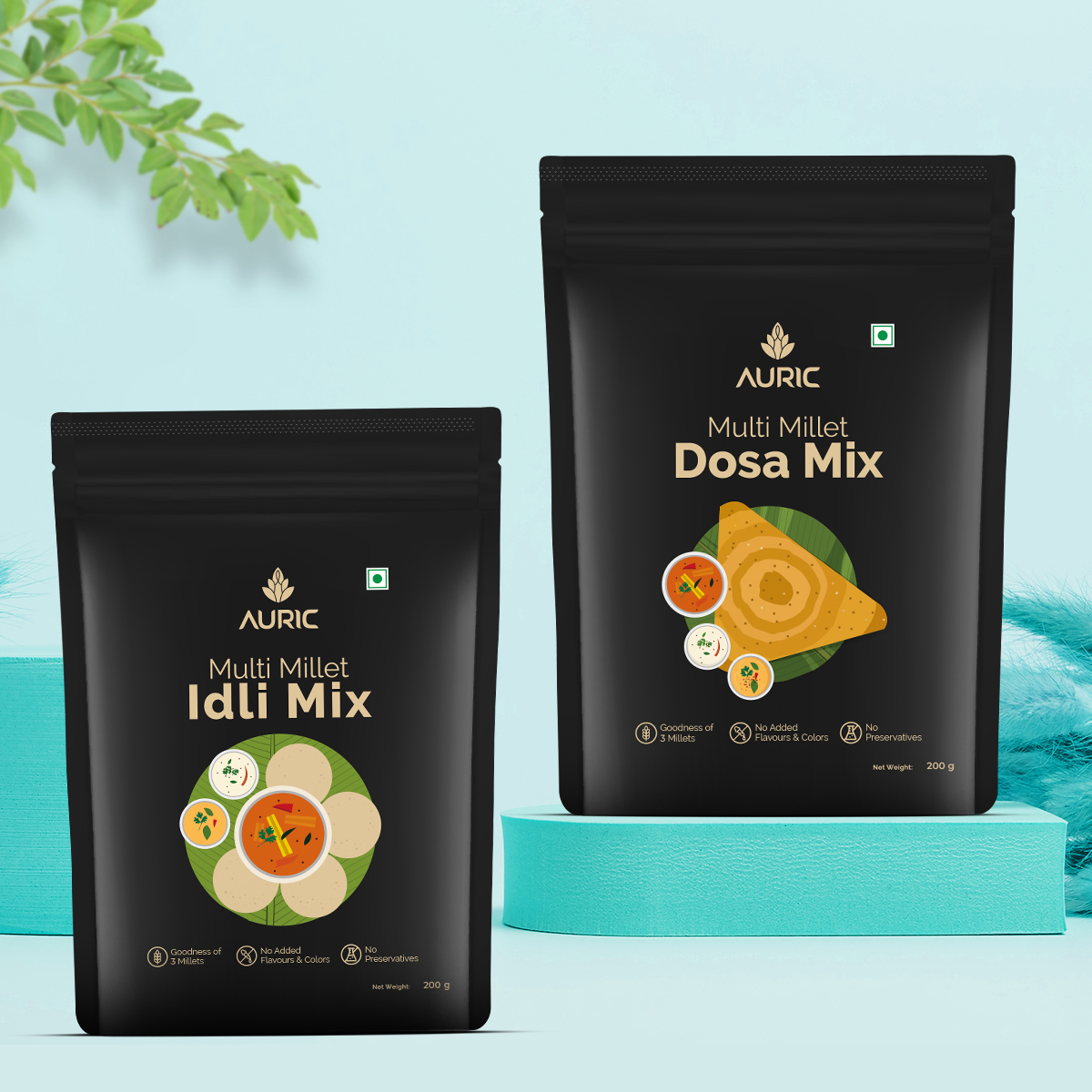 Auric Multi Millet Idli & dosa Instant Mix - Ready to Cook Healthy Breakfast 400gm
